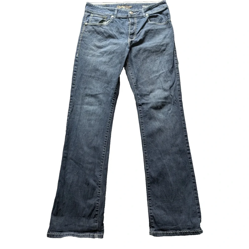 Wrangler Rock 47 Denim Blue Jeans 34x36 Men's Slim Fit Boot Cut